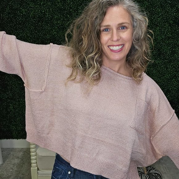 Pink Cropped lightweight sweater - Picture 2 of 2